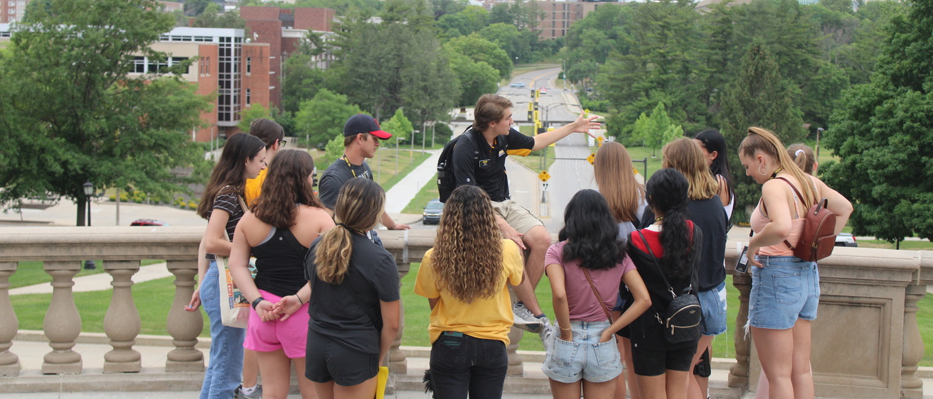 Students being lead by orientation leader